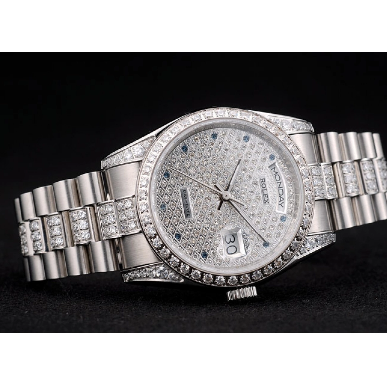 Aaa replica watch DayDate Plated Stainless Dial Steel Plated Bracelet Rolex Diamond 41986 Diamond 0526